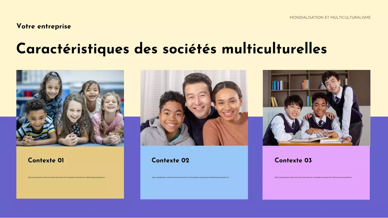 Présentation colorée de l'annonce de la diversité culturelle