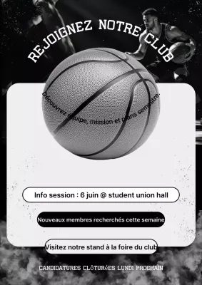 Affiche de recrutement de basket-ball moderne noire