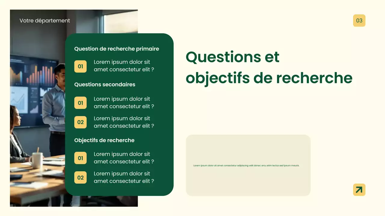 Présentation de recherche professionnelle jaune