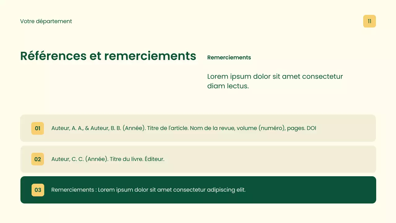 Présentation de recherche professionnelle jaune