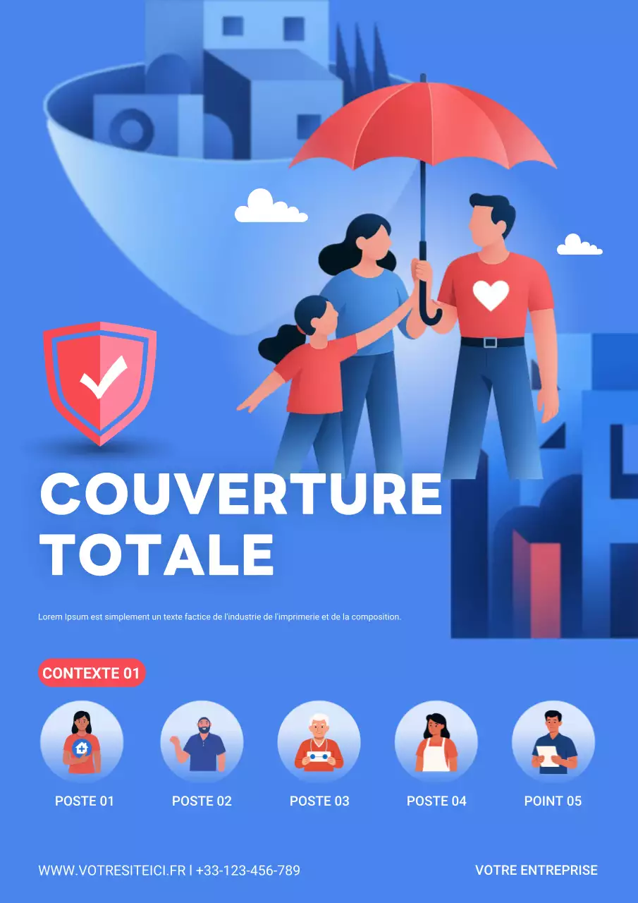 publicité d'assurance moderne bleue