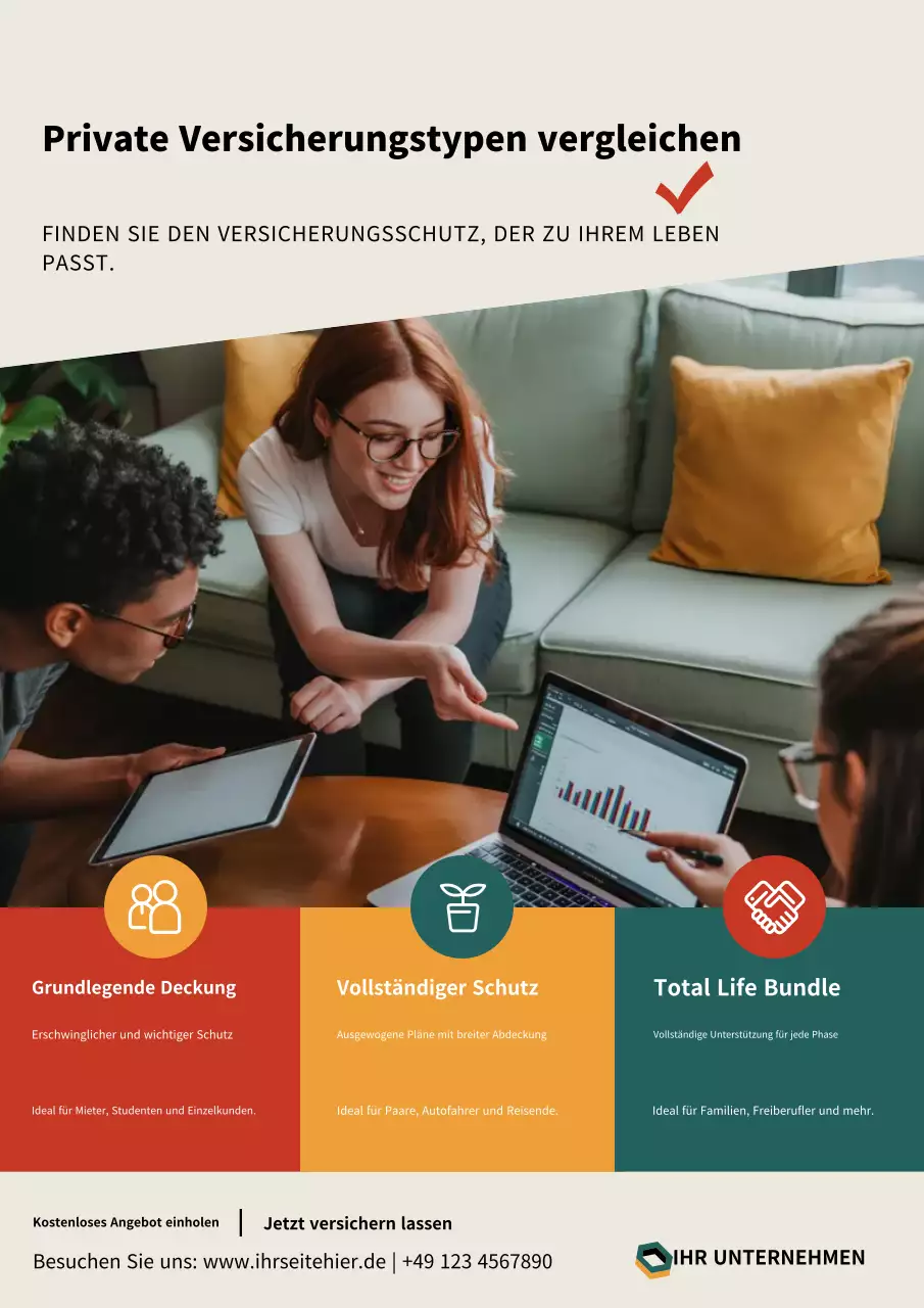 beige moderne Versicherungsanzeige