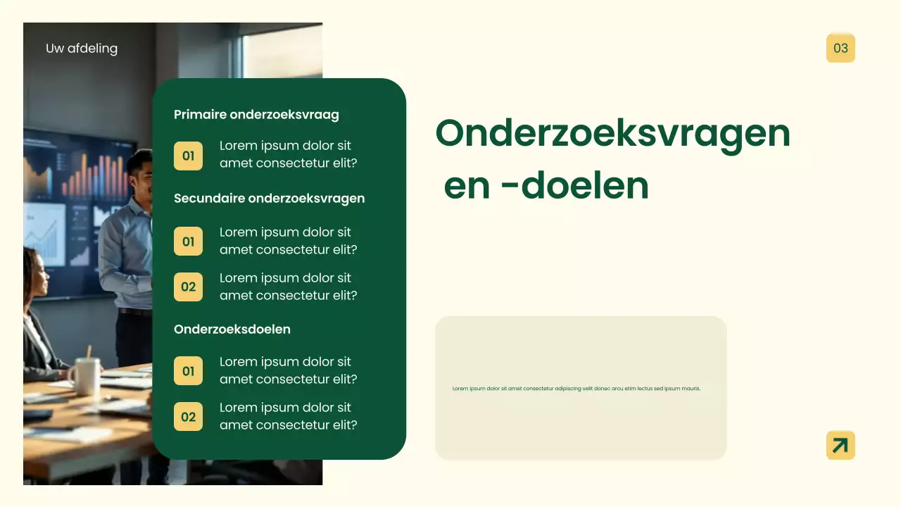 Gele professionele onderzoekspresentatie