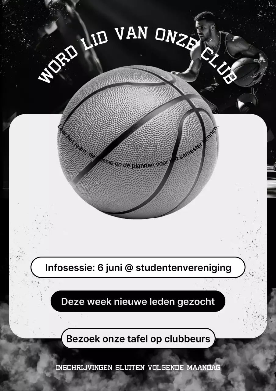 Zwarte moderne basketbalwervingsposter