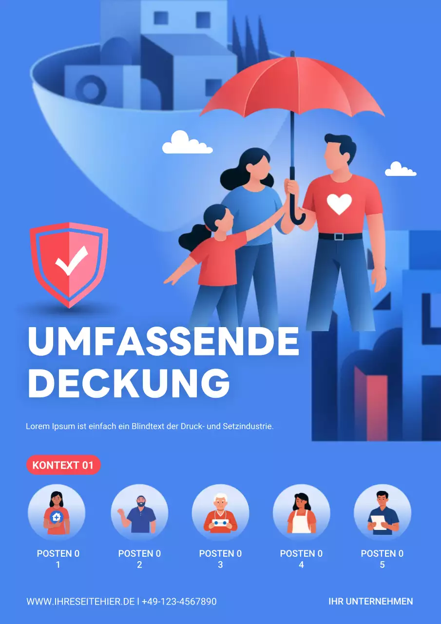 blaue moderne Versicherungsanzeige