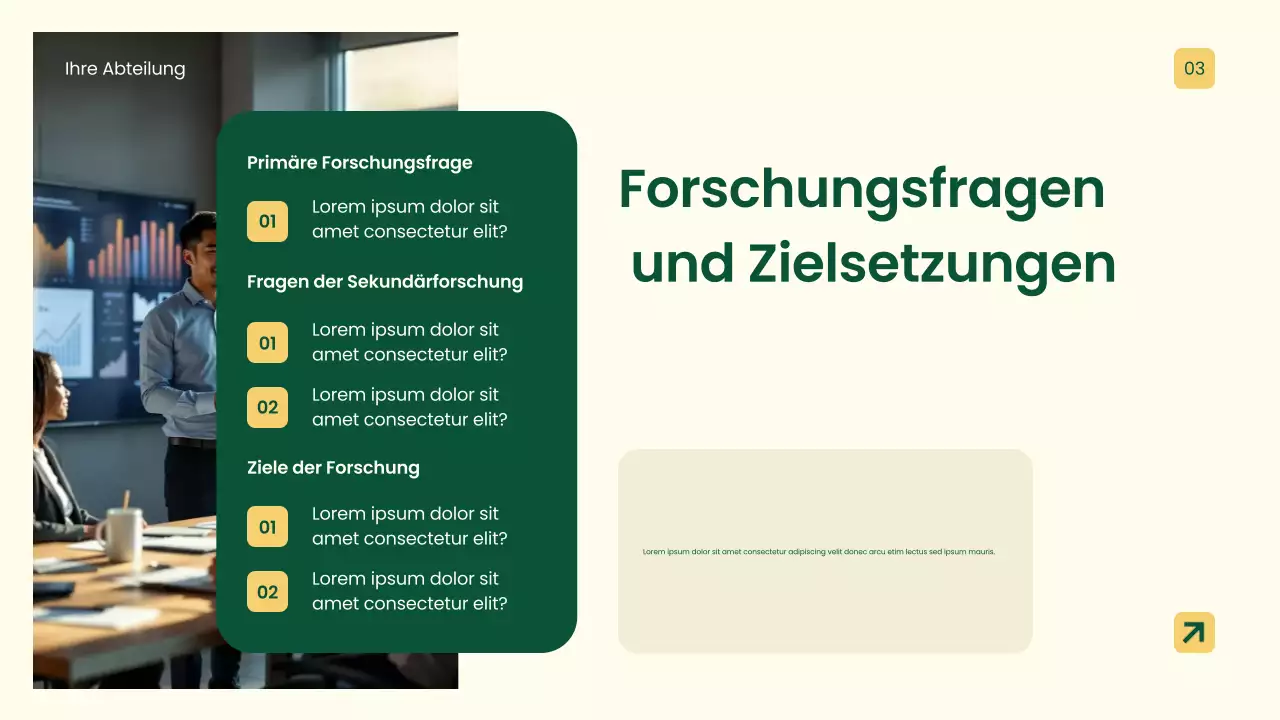 Gelbe professionelle Forschungspräsentation