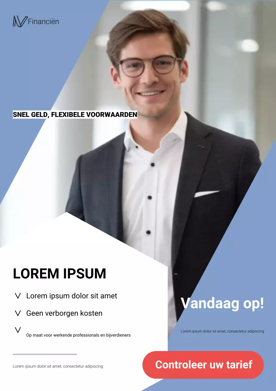 Blauwe professionele financiële promotie webposter