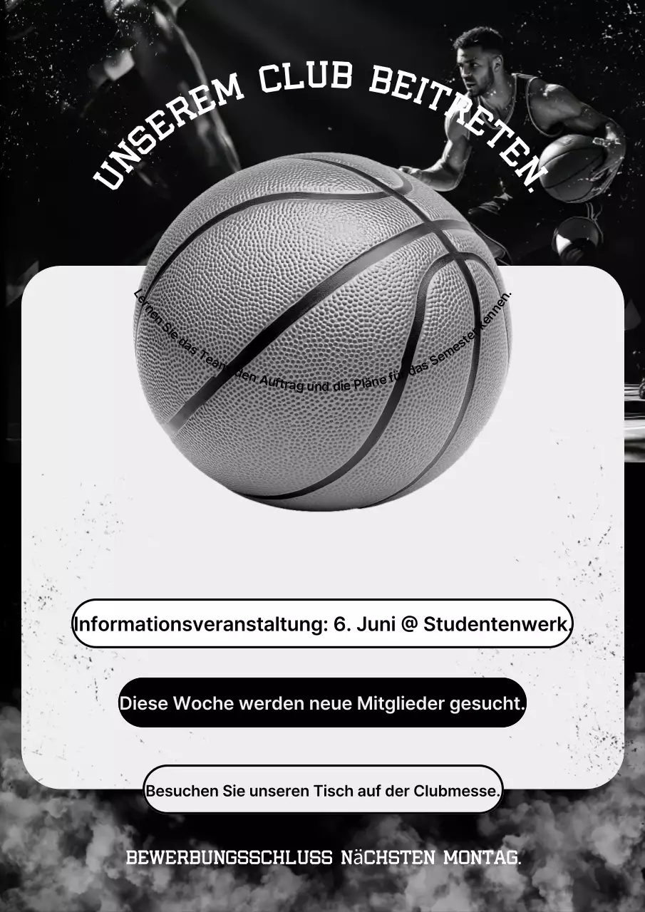 Schwarzes modernes Basketball-Rekrutierungsplakat