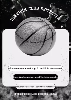Schwarzes modernes Basketball-Rekrutierungsplakat