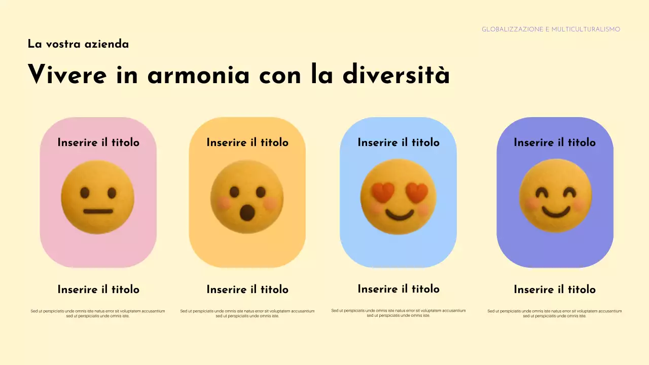 Presentazione dell'annuncio sulla diversità culturale colorata