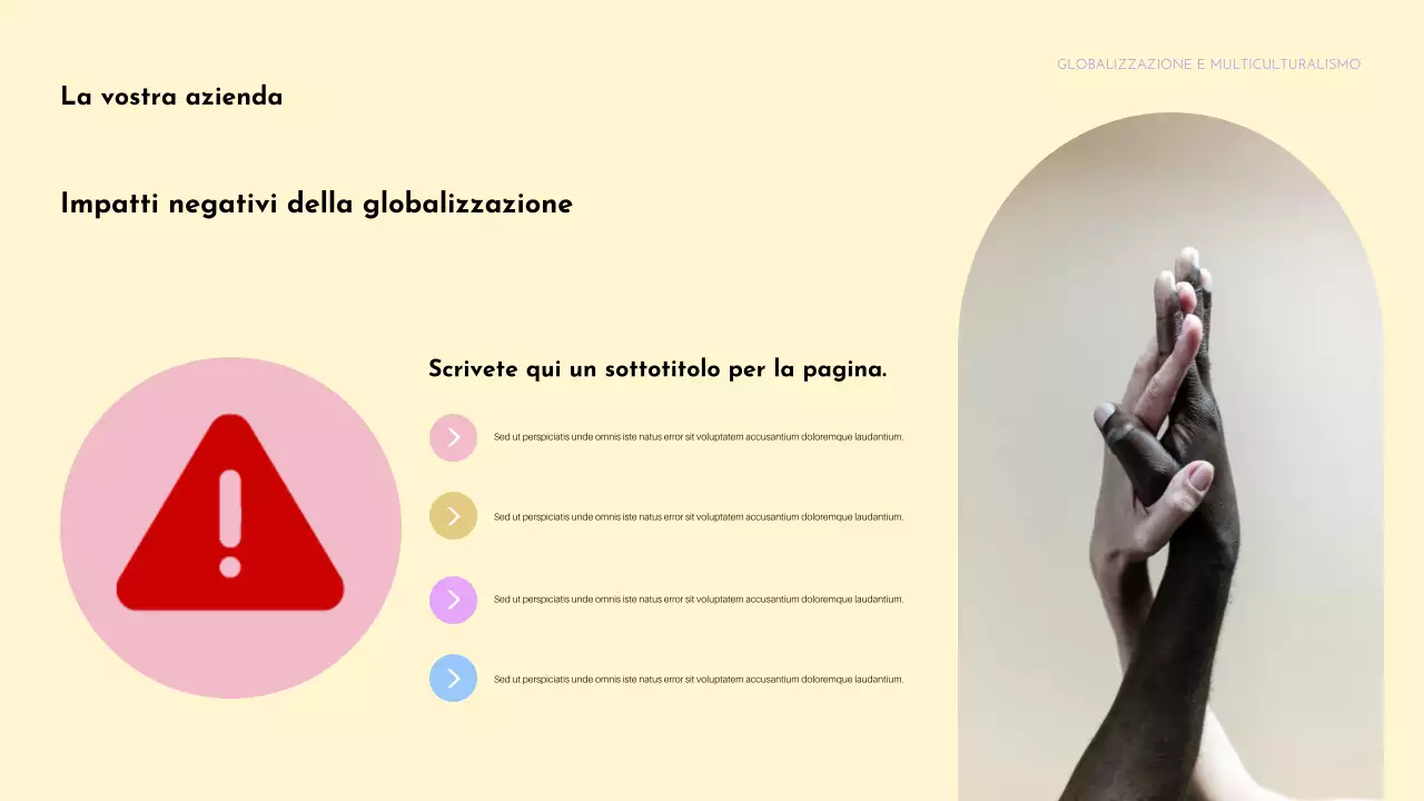 Presentazione dell'annuncio sulla diversità culturale colorata