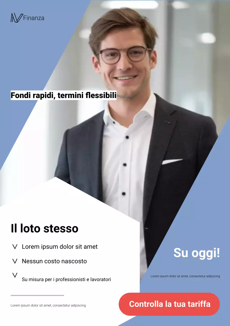 Poster Web di promozione finanziaria professionale blu