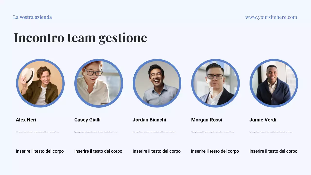 Presentazione del documento del piano aziendale Blue Classic