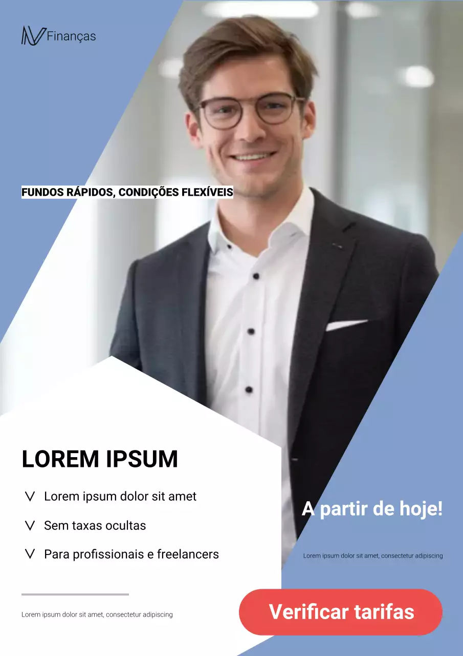 Cartaz promocional de finanças profissionais azuis
