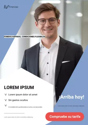 Póster web de promoción de finanzas profesionales de Blue