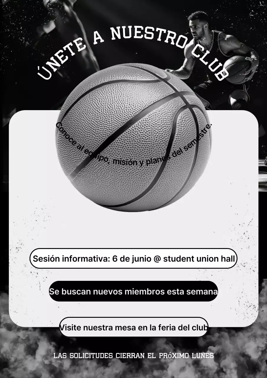 Póster de reclutamiento de baloncesto moderno negro