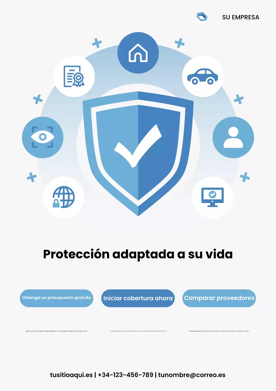 Promoción de seguros modernos azules