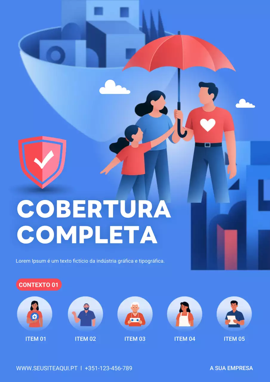 anúncio de seguro moderno azul