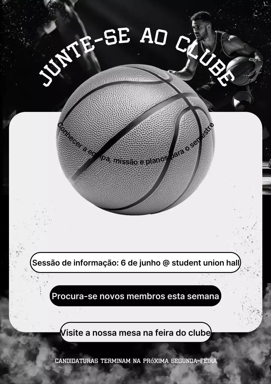 Cartaz de recrutamento de basquete moderno preto