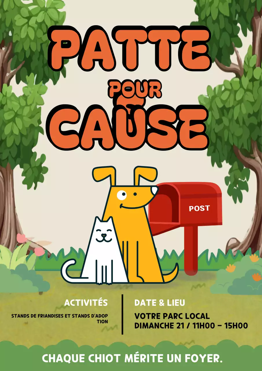 Affiche d'annonce d'événement rétro orange pour animaux de compagnie