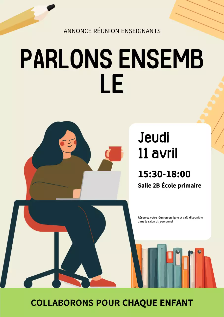 Affiche d'annonce de réunion moderne beige