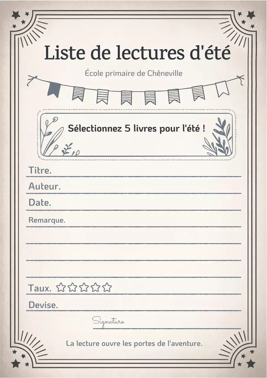 Agenda de lecture vintage beige
