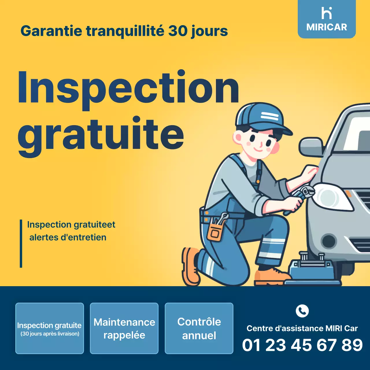 Publicité pour une voiture jaune propre