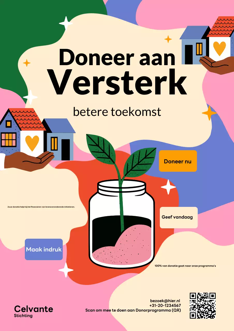 Kleurrijke moderne donatiepromotieposter