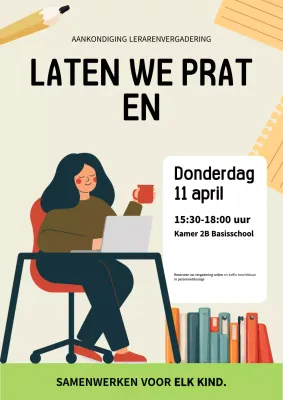 Beige moderne aankondigingsposter voor vergaderingen