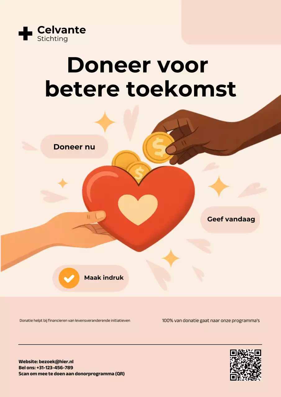 Beige moderne donatie promotieposter