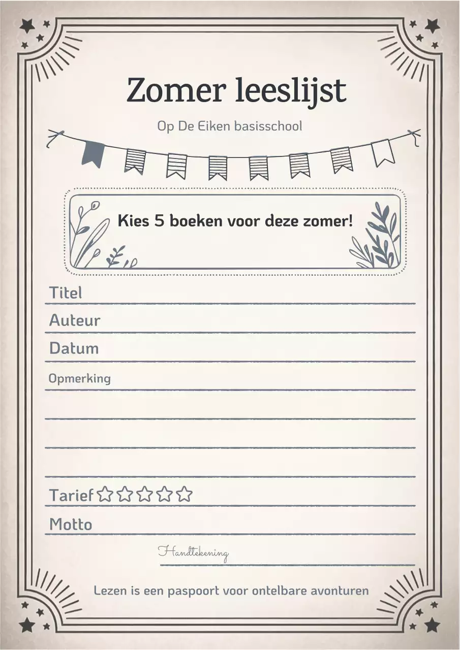 Beige Vintage Leesplanner