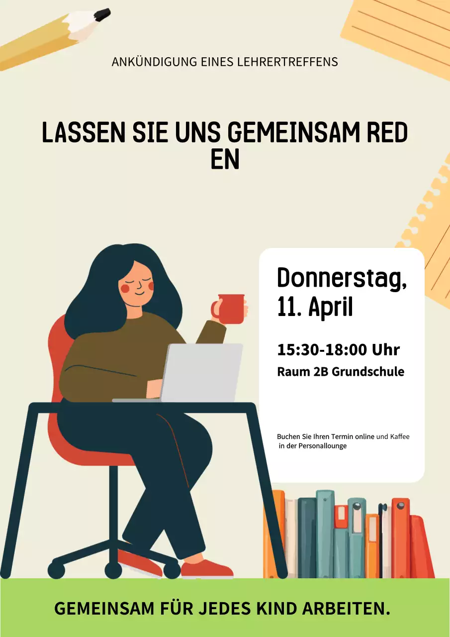 Beiges modernes Meeting-Ankündigungsplakat