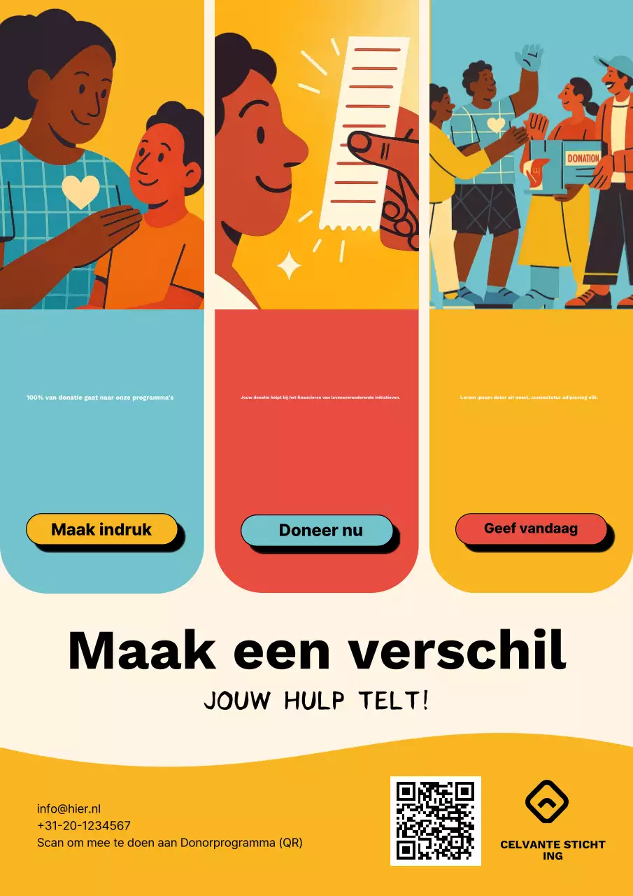 Kleurrijke moderne donatiepromotieposter