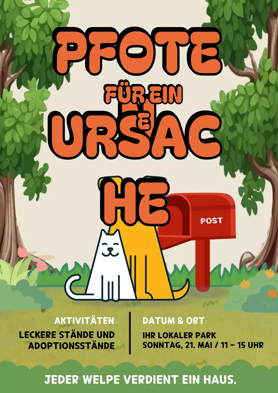 Orange Retro-Ankündigungsplakat für Haustierveranstaltungen