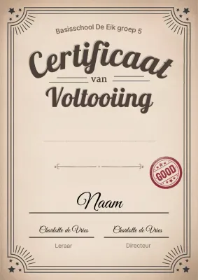 Beige Vintage Certificaat Voltooiingsdocument