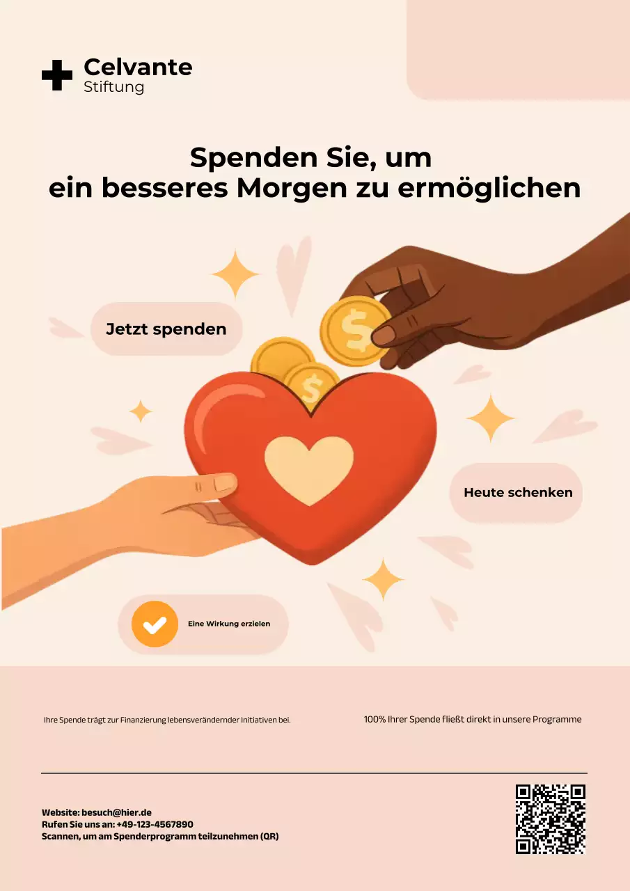 Beiges modernes Spendenwerbeplakat
