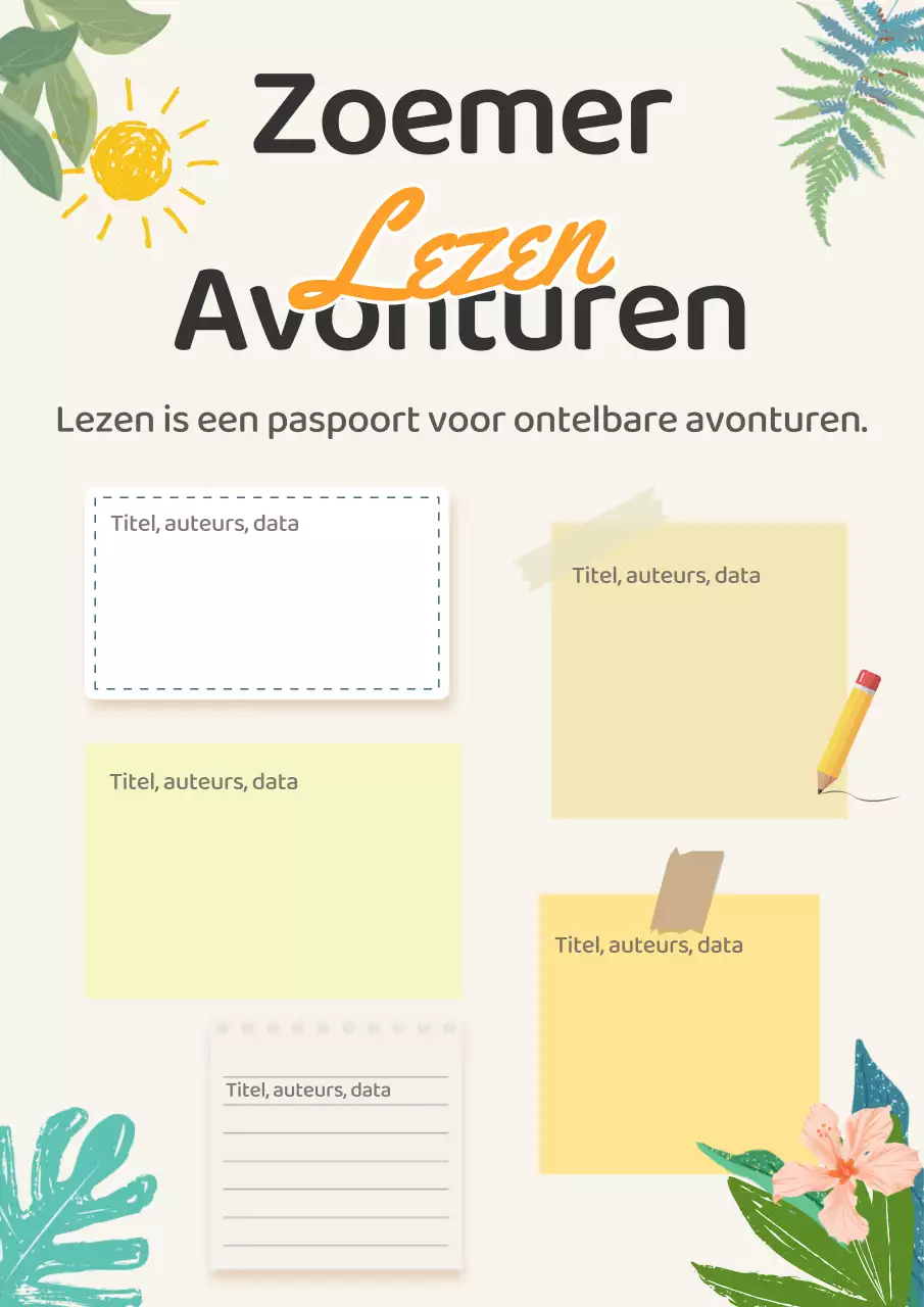 Beige Tropische Leesplanner