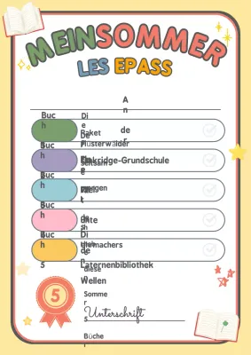 Buntes spielerisches Lesezertifikat Sommerferien