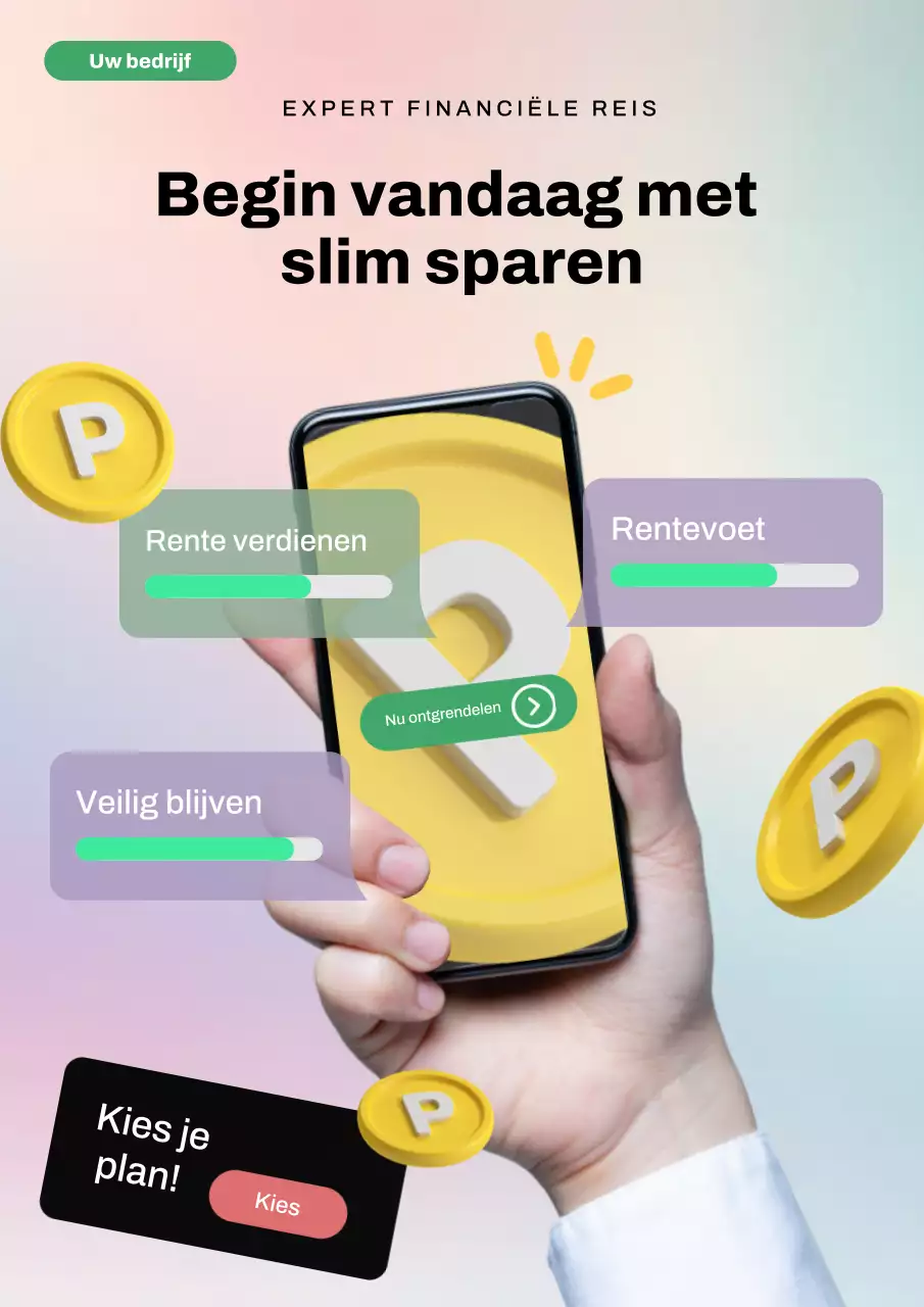 Beige moderne financiële promotie webposter