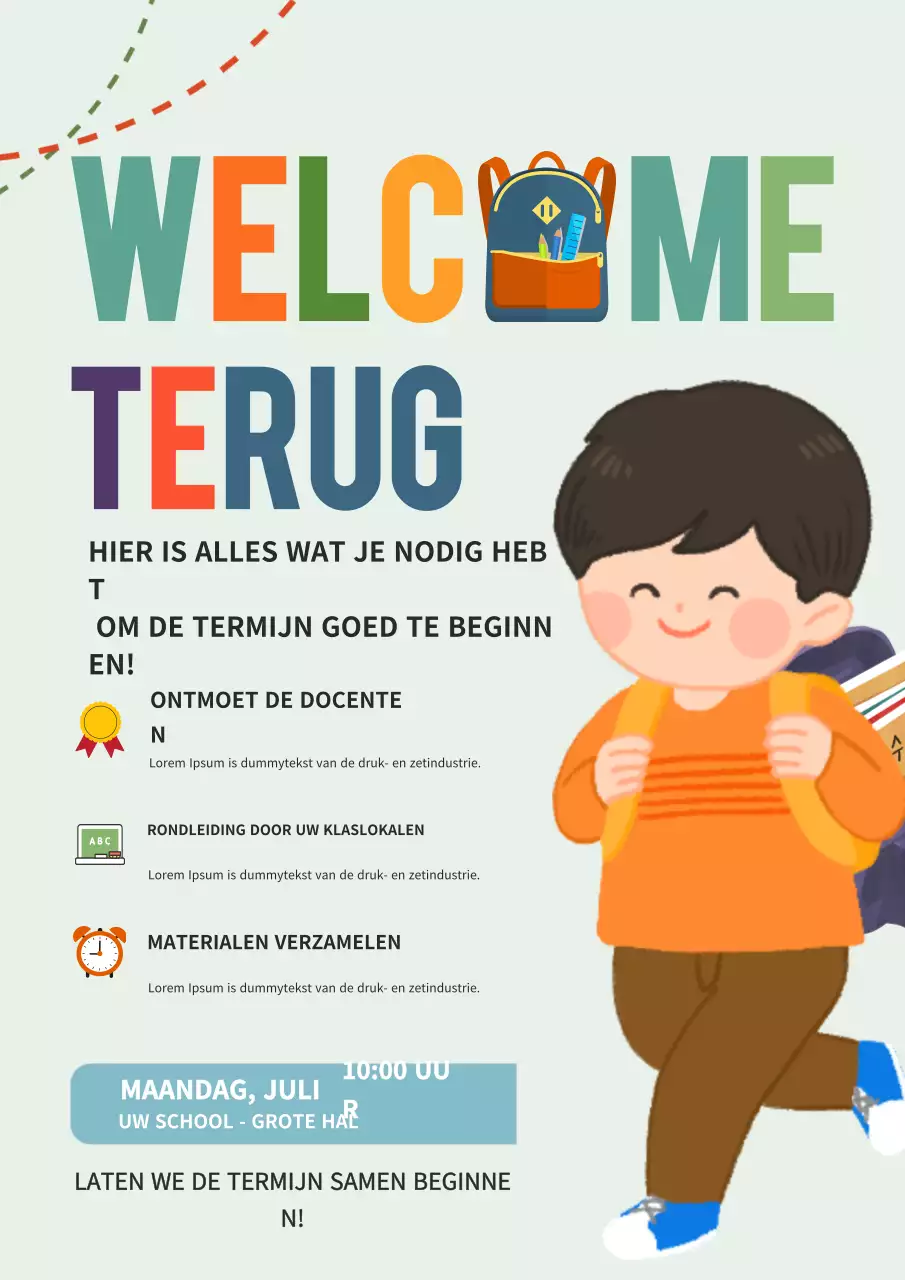 Kleurrijke poster voor aankondiging van een modern schoolevenement