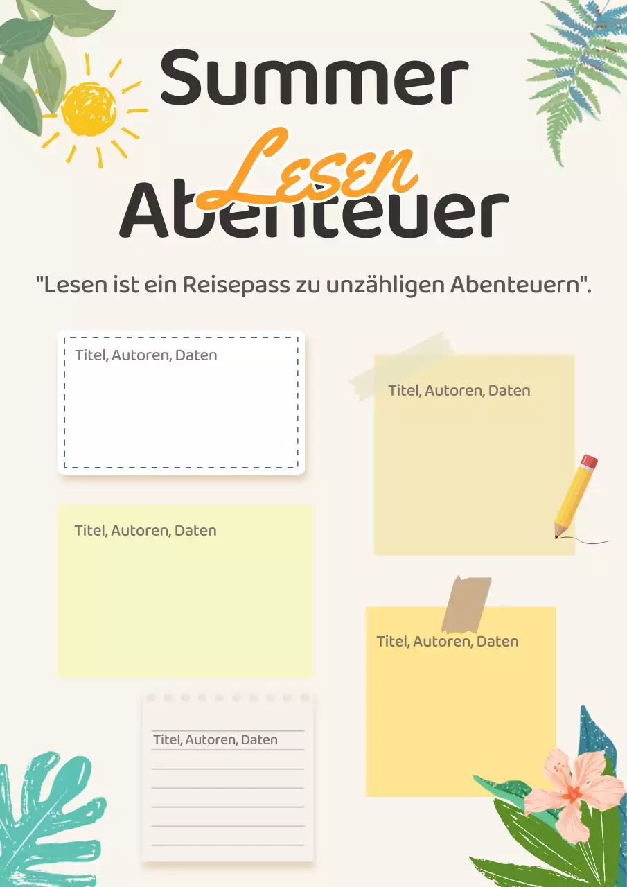 Beiger tropischer Leseplaner