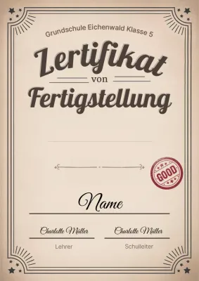 Beiges Vintage-Zertifikat-Abschlussdokument