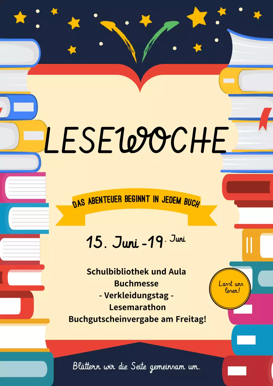 Farbenfrohes Retro-Leseereignis-Ankündigungsplakat