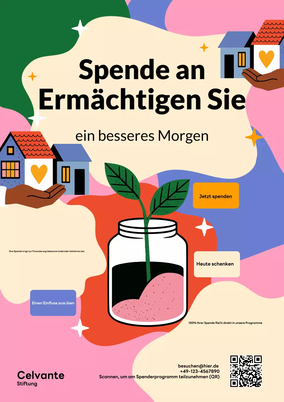 Farbenfrohes, modernes Spendenwerbeplakat