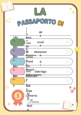 Certificato di lettura colorata e giocosa per le vacanze estive