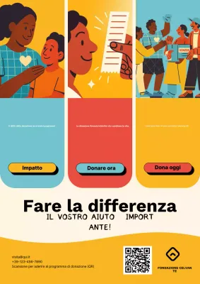 Manifesto colorato e moderno per la promozione delle donazioni
