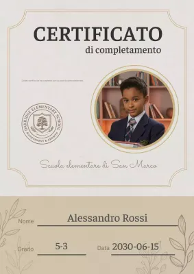 Documento di completamento del certificato scolastico Beige Classic
