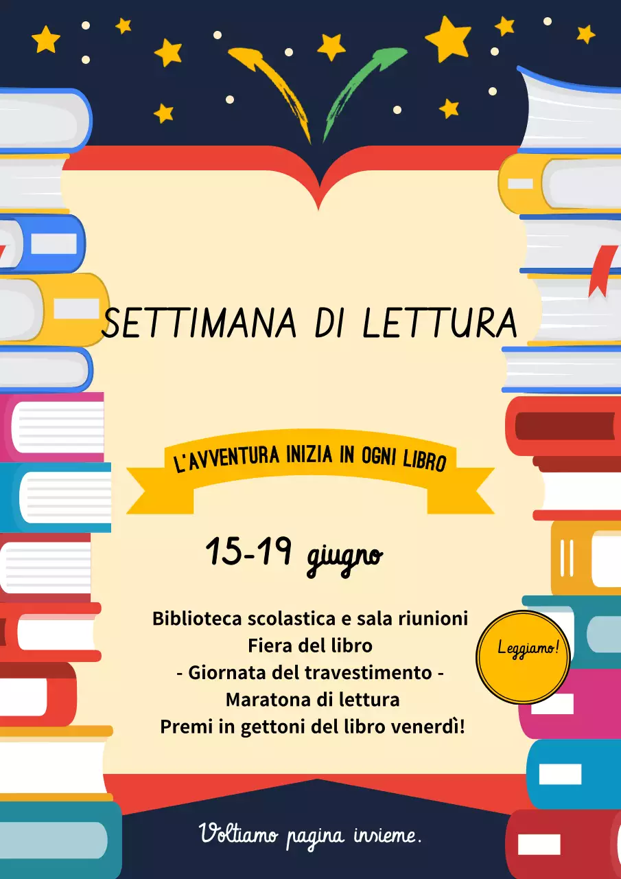 Manifesto colorato per l'annuncio dell'evento di lettura retrò