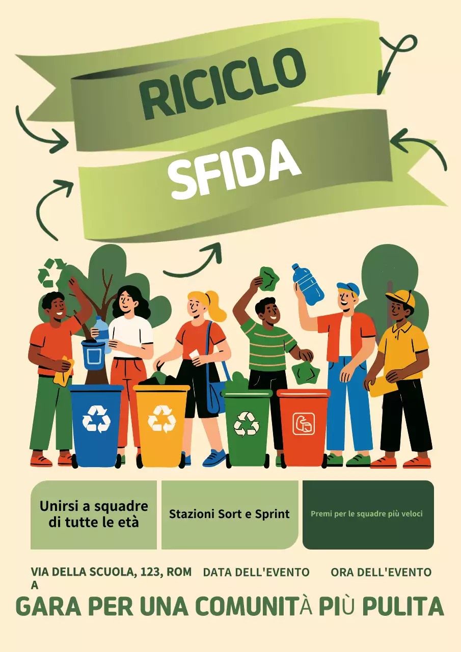 Manifesto dell'evento di riciclo moderno e verde