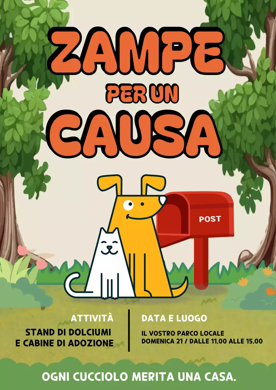 Manifesto per l'annuncio dell'evento per animali domestici retrò arancione